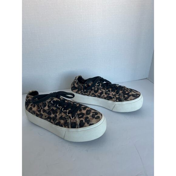 Steve Madden Platform Leopard Print Canvas Chunky Lace Up Low Top Sneakers 8.5M - Picture 3 of 9